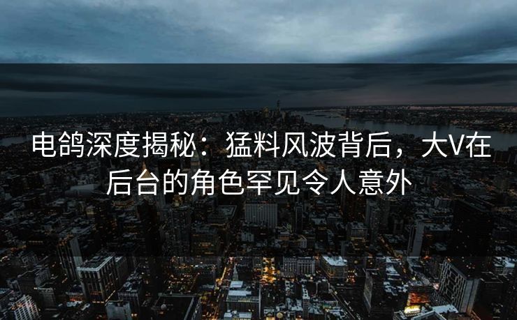 电鸽深度揭秘：猛料风波背后，大V在后台的角色罕见令人意外