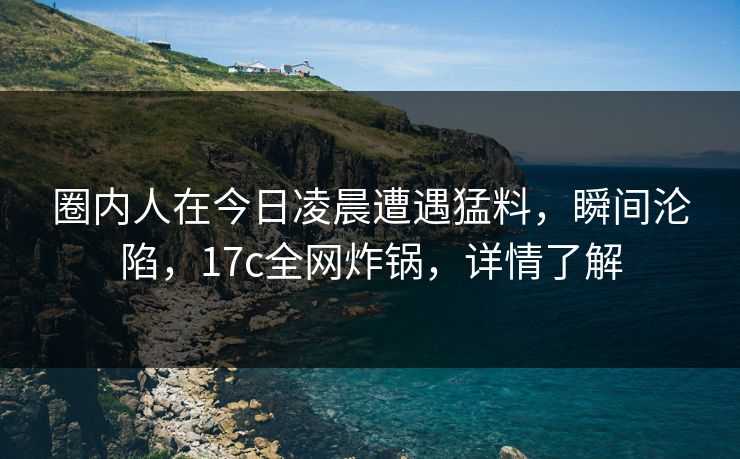 圈内人在今日凌晨遭遇猛料，瞬间沦陷，17c全网炸锅，详情了解