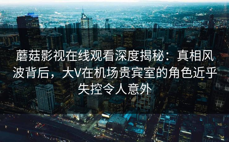 蘑菇影视在线观看深度揭秘:真相风波背后,大V在机场贵宾室的角色近乎失控令人意外 蘑菇影视在线观看深度揭秘:真相风波背后,大V在机场贵宾室的角色近乎失控令人意外